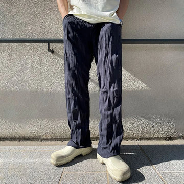Aidase Mens Casual Pleated Straight Pants Genderless 2024 Summer New Arrival Fashion Personalized Solid Color Versatile Pants Unisex aidase-shop